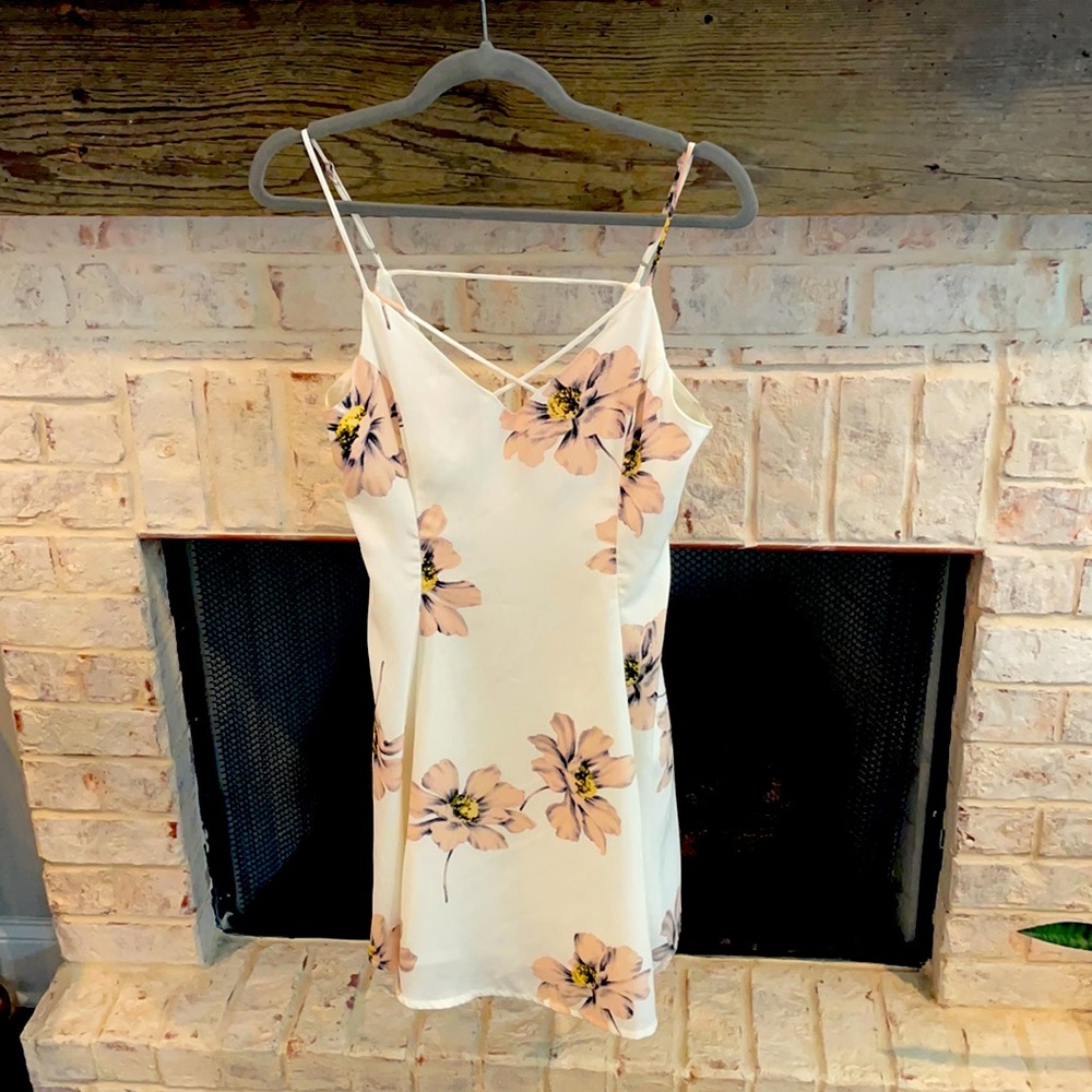 Alythea white and pink floral mini dress, medium